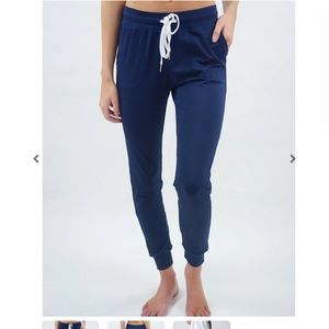 Zyia Active Joggers Navy Blue Medium Cozy Lounge Joggers Athleisure